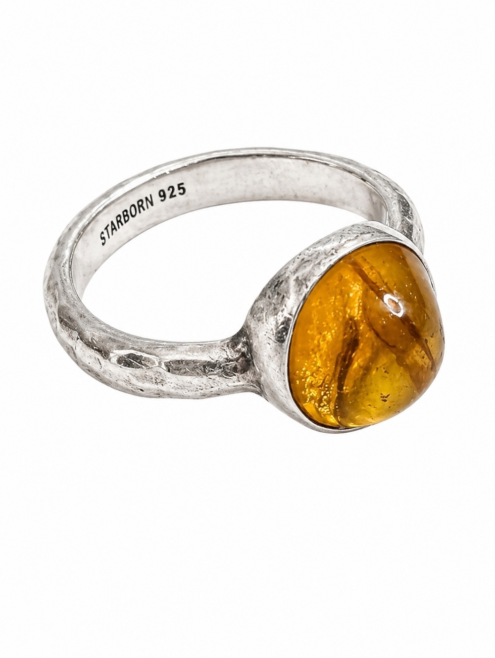 Signed Starborn Sterling Silver 925 Ember Amber Ring Size 7  Artisan Jewelry
